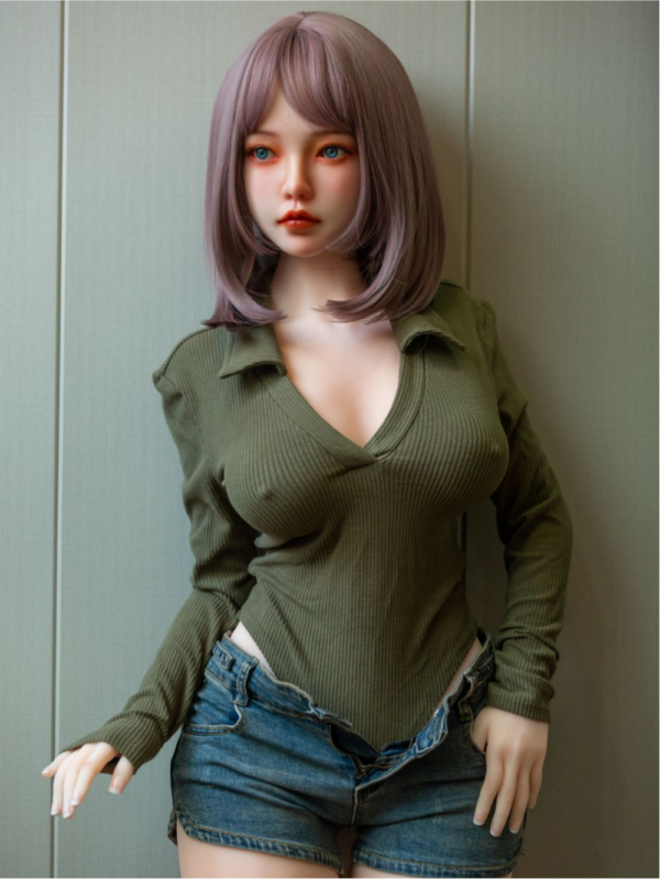 0U9A0683(1) Lavender Tease - Purple Bob Hair Denim Shorts TPE Realistic Sex Doll