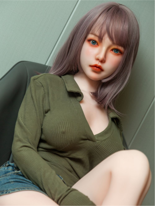 0U9A0714(1) Lavender Tease - Purple Bob Hair Denim Shorts TPE Realistic Sex Doll