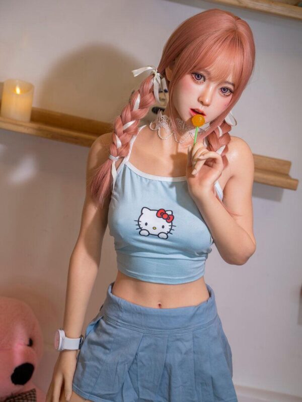 10001(1) Candy Kitty - Pink Braids Hello Kitty Crop Top TPE Realistic Sex Doll