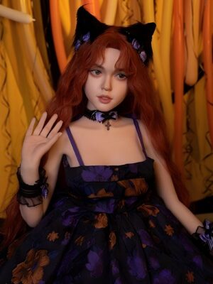 Midnight Meow - Black Cat Ears Floral Dress TPE Realistic Sex Doll