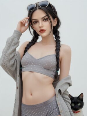Pigtail Cutie - Adorable Polka Dot Lingerie TPE Realistic Sex Doll