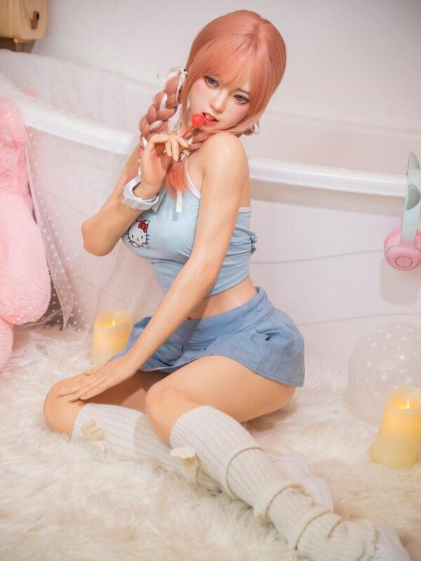 10003(1) Candy Kitty - Pink Braids Hello Kitty Crop Top TPE Realistic Sex Doll