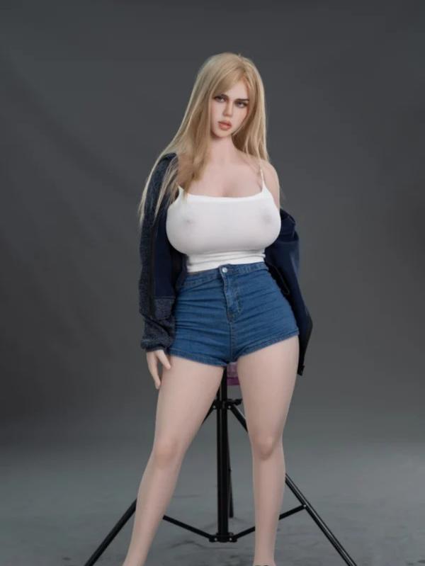 Casual Curves - White Tank Top & Denim Jacket TPE Realistic Sex Doll